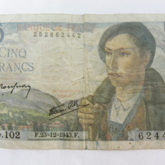 Billet 5 Francs 1943 BERGER