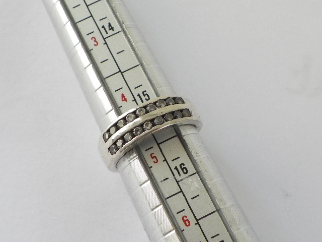 Bague Ancienne En Argent Massif 925 - Sertie De Zirconiums - Taille 52.5 - Style Solitaire