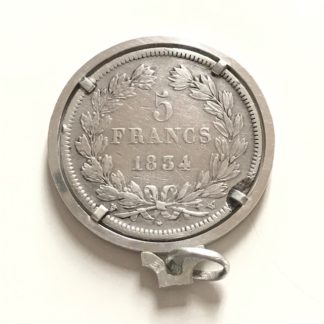 bijou pendentif écu de 5 francs pièce de monnaie du roi des Français Louis-Philippes monté en pendentif