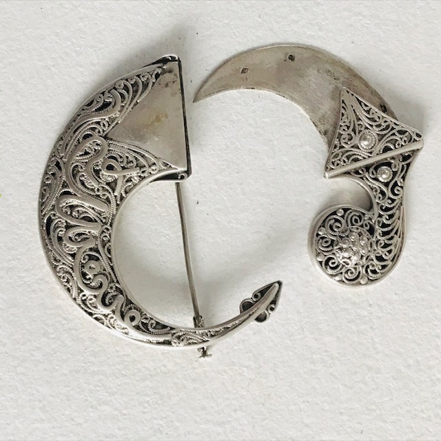 Broche Ancienne En Argent Massif 850 – Barrette Vintage – Sans Marque