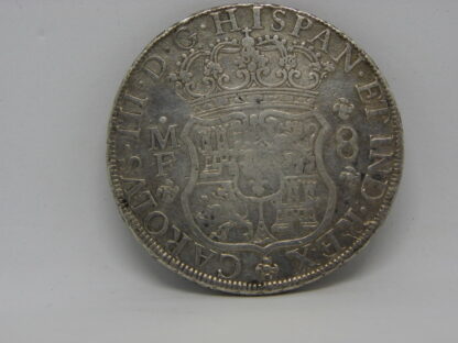 piece de monnaie Année : 1767 Atelier : Mexico City Métal : Argent Pays : Mexique Qualité de la monnaie : TB+ Valeur faciale : 8 Réales