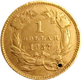 Pièce de monnaie États-Unis 1 Dollar India Head Or 1857