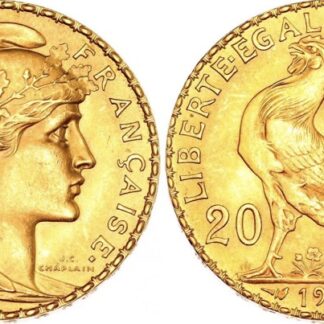 Pièce de monnaie 20 francs or Coq, Dieu protège la France 1908 Paris