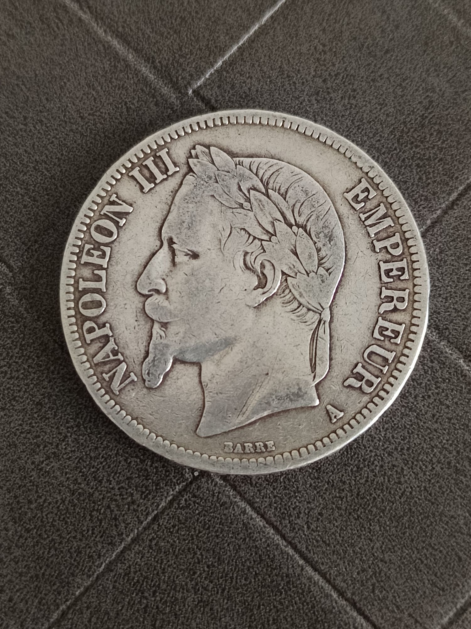 5 Francs 1867 A Napoléon III "tête laurée"