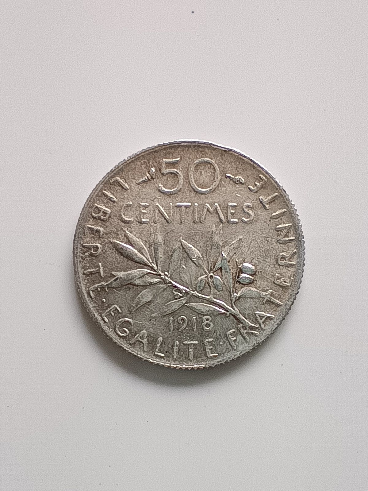 50 centimes Semeuse 1918 (argent)