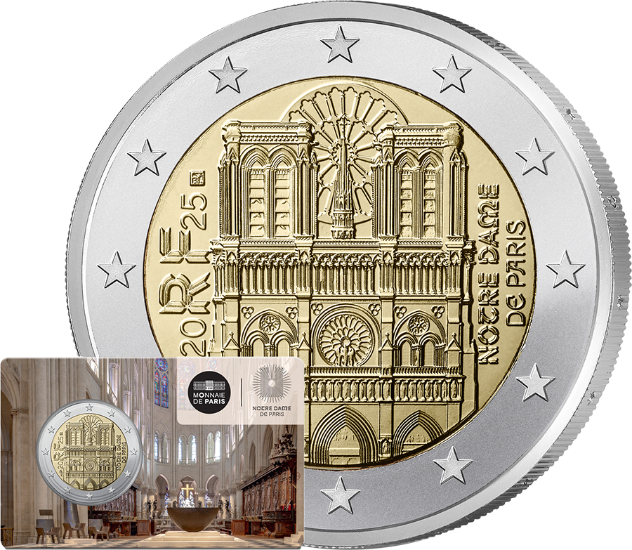 Série excellence à la française, pièces de monnaie 2 € bu commémorative Notre-Dame de Paris